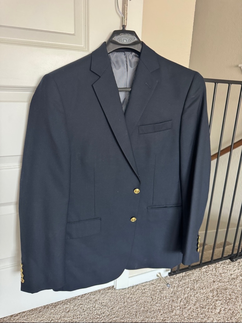Stafford Navy Sport Coat with Gold Sleeve Buttons